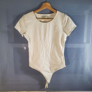 Abercrombie & Fitch Women’s White Body Suit. Size M. Thong. Double Snap.
